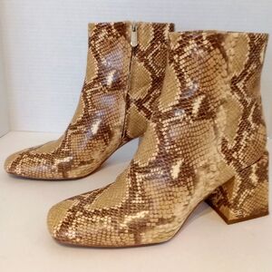 Sam Edelman Destiny Faux‎ Snakeskin Pattern Ankle Boots 3" Heels Sz. 8